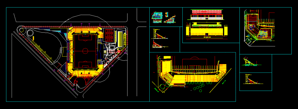 Small Stadium DWG Section for AutoCAD