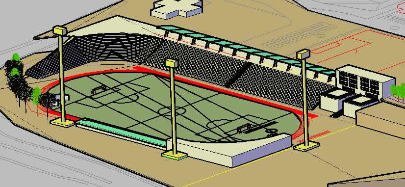 Soccer Stadium With Track And Grandstand 3d Dwg Model For Autocad Designs Cad
