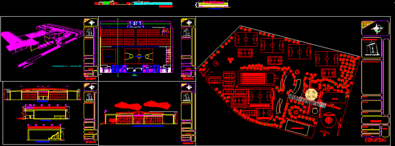 Sport Center DWG Section for AutoCAD