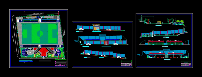 Sports Complex DWG Section for AutoCAD