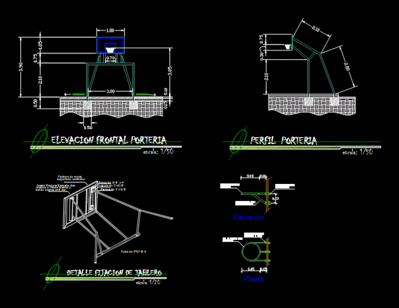 Sports Court DWG Detail for AutoCAD
