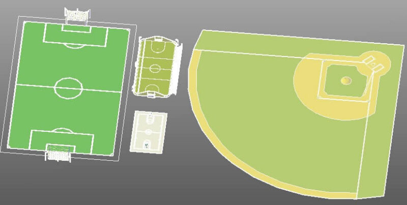 Sports Fields 3D DWG Model for AutoCAD