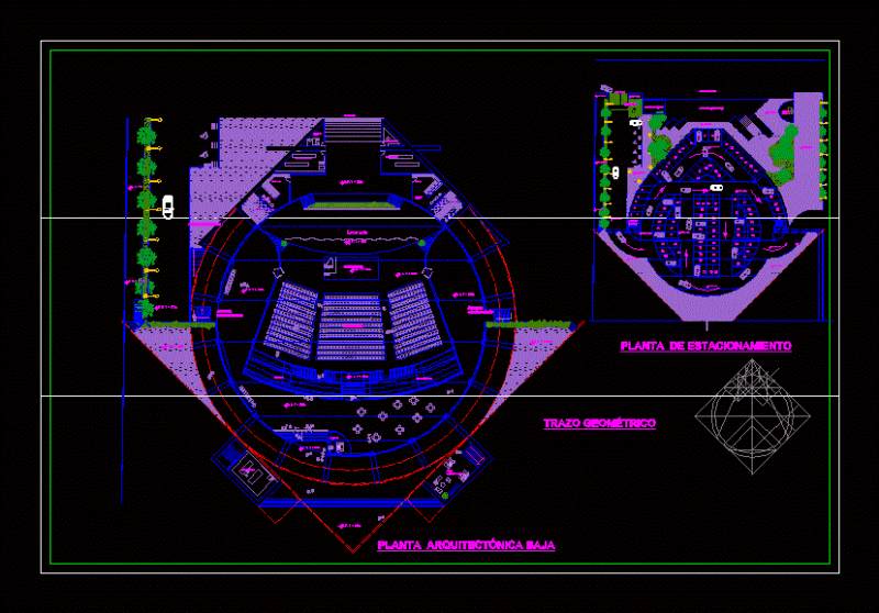 Square Auditorium DWG Block for AutoCAD