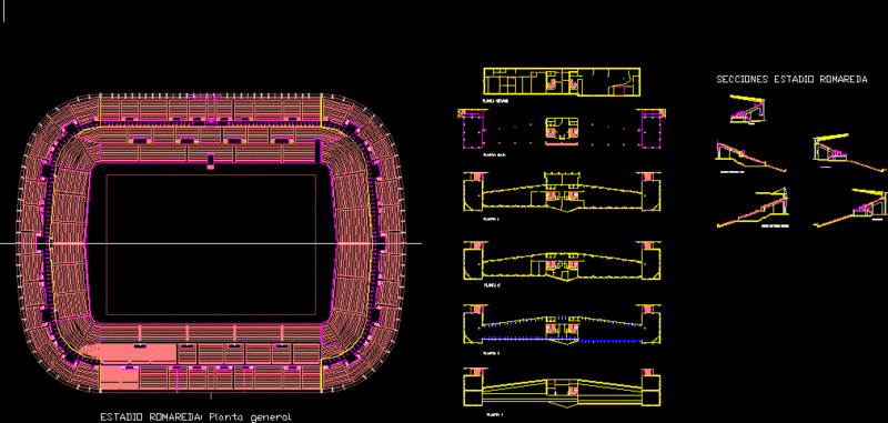 Stadium DWG Section for AutoCAD