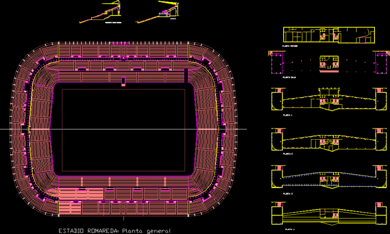 Stadium DWG Section for AutoCAD