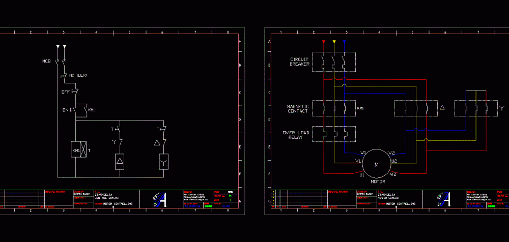Star – Triangle – Motor Control Circuit 2D DWG Block for ... led relay wiring diagram 