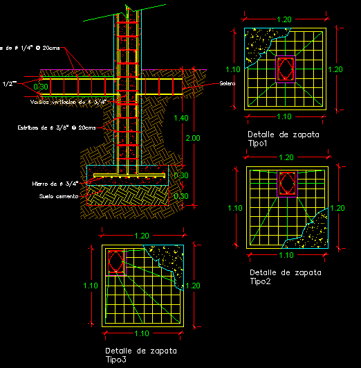 Structural Concrete Column And Footing DWG Plan for AutoCAD • Designs CAD
