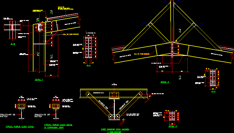 Structural Steel Portal Frame Connection DWG Detail for AutoCAD