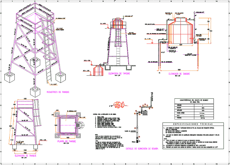 Structure For Elevated Tank Dwg Detail For Autocad • Designs Cad