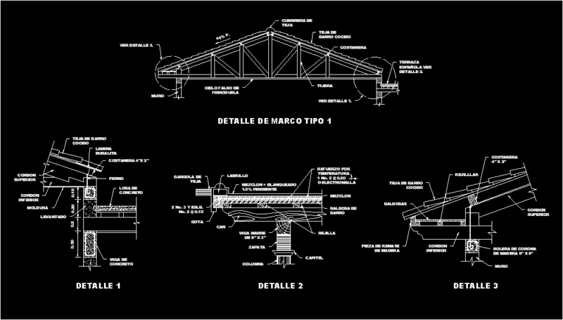 Structure Ridge Roof DWG Detail for AutoCAD