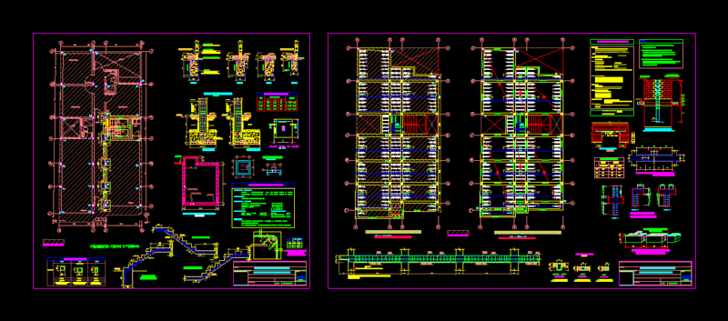 Structures – Three-Storey DWG Block for AutoCAD