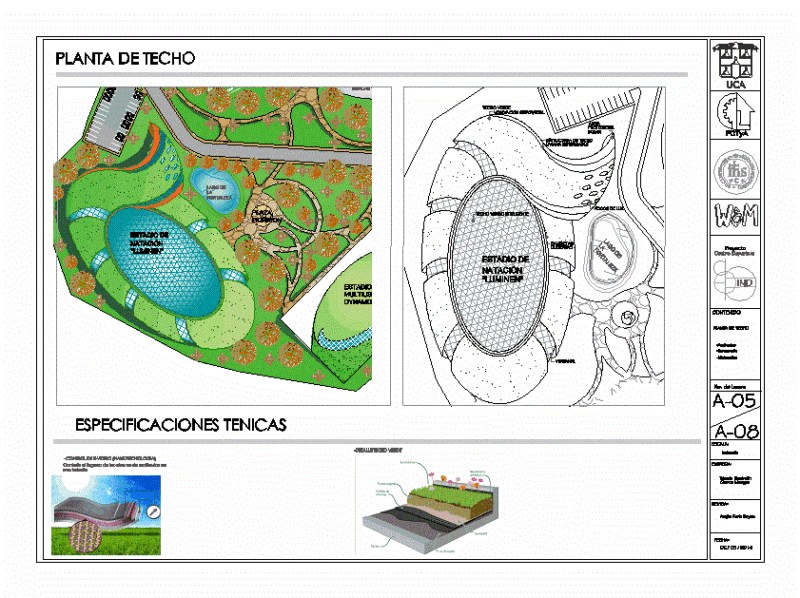 Swimming Stadium 2D DWG Detail for AutoCAD