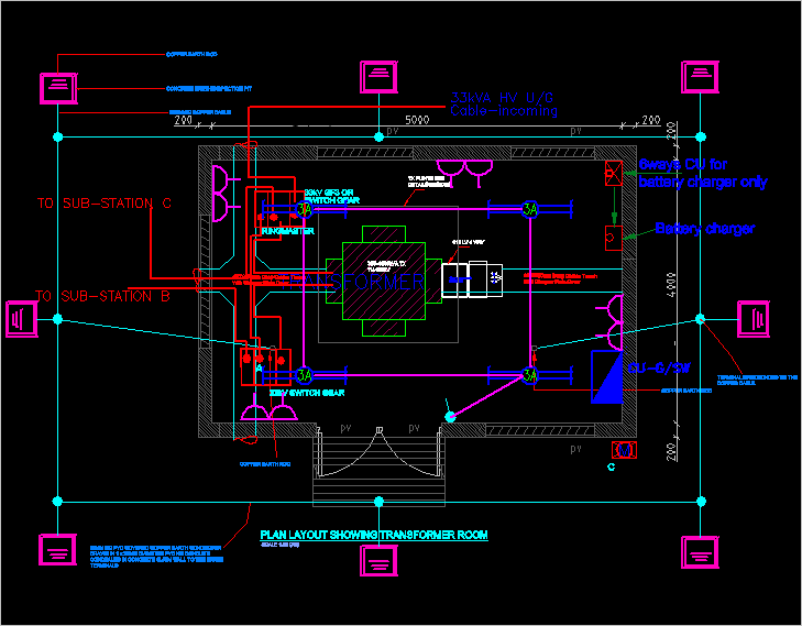 Switch Room DWG Section for AutoCAD • Designs CAD