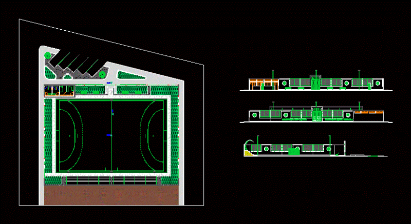 Synthetic Grass Court DWG Section for AutoCAD