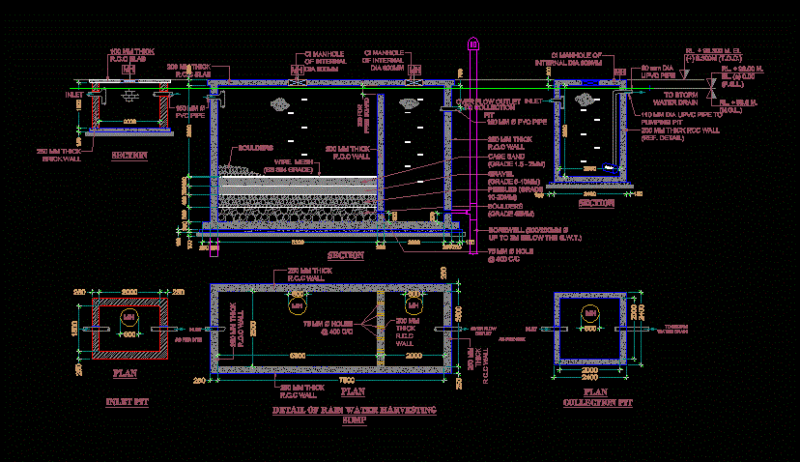 System Rainwater Collection DWG Block for AutoCAD