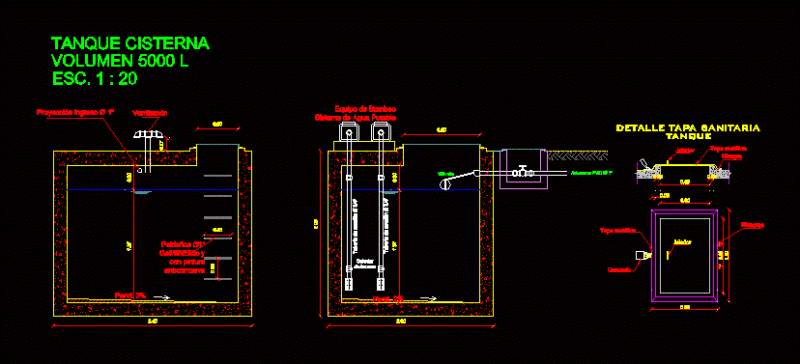 Tank Cistern 5000 Liters DWG Block for AutoCAD
