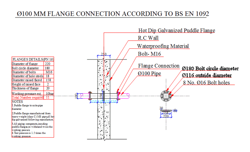 Tank Puddle Flanges DWG Section for AutoCAD