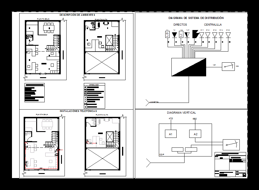 Telephone Installations DWG Block for AutoCAD • Designs CAD block diagram models 