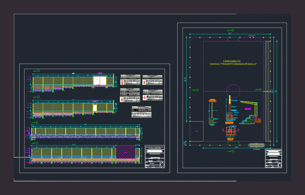 Tennis Enclosure Use Multiple DWG Block for AutoCAD