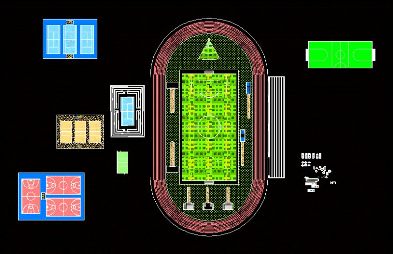 Tennis Sports Complex DWG Block for AutoCAD