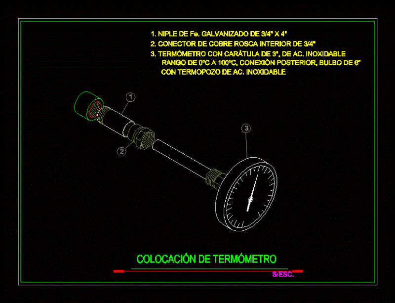 Thermometer Placement DWG Block for AutoCAD