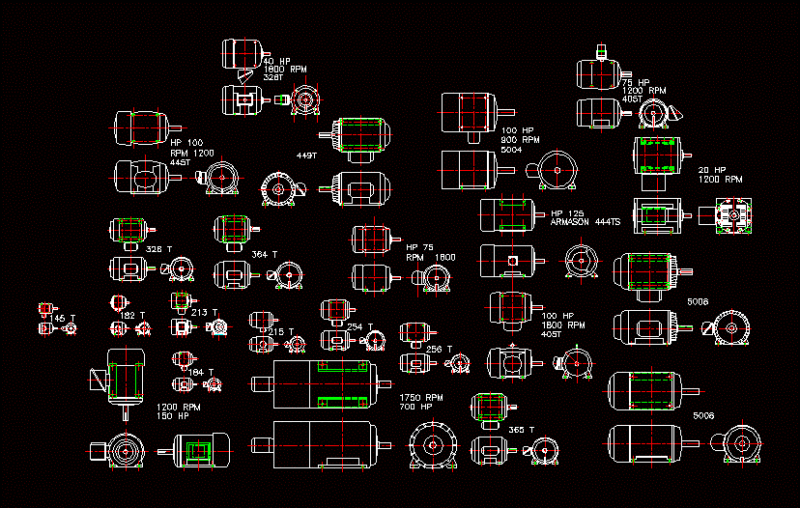 Three Phase Motors DWG Block for AutoCAD