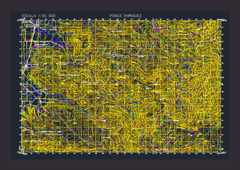 Topographic Map Ponce Enriquez DWG Block for AutoCAD