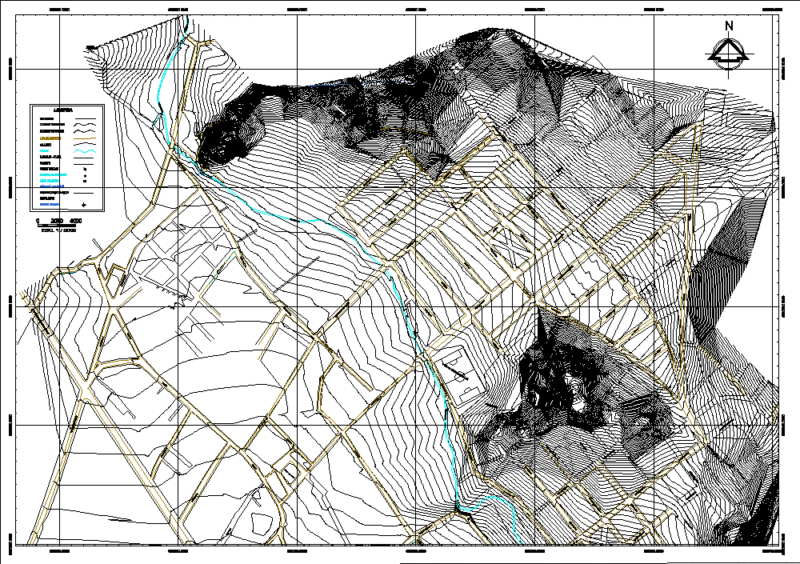 Topographic Street Map Mala District, Canete Province, Peru DWG Block for AutoCAD