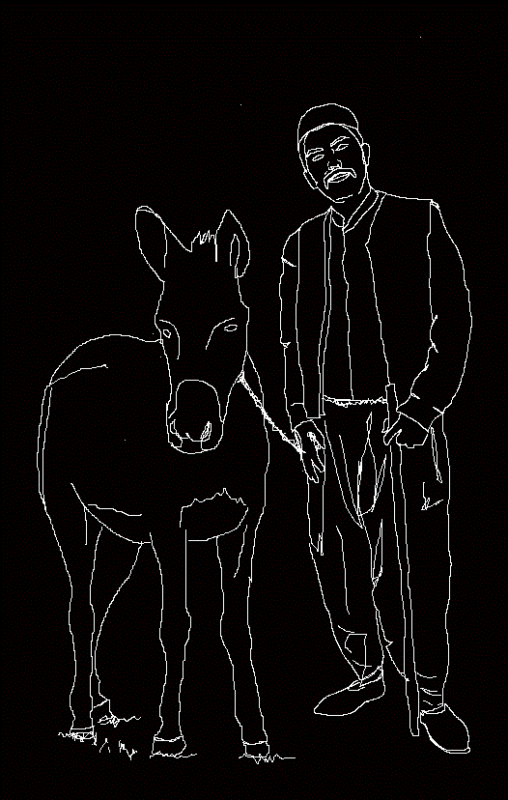 Traditional Man With Donkey DWG Block for AutoCAD
