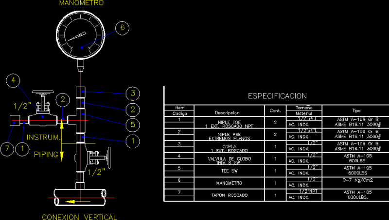 Typcal Manometer DWG Block for AutoCAD
