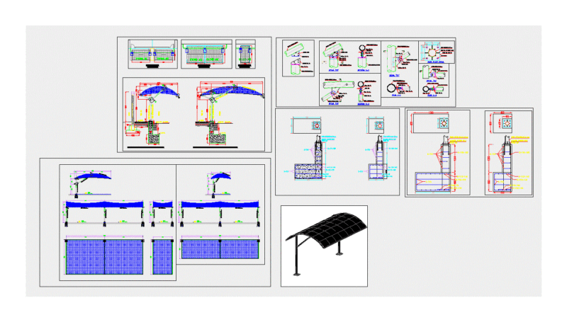 Umbrella Car Parking 3D DWG Model for AutoCAD