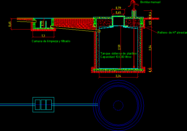 Underground Plastic Water Tank--10 000 Ltrs 2641 Gallons DWG Block for 