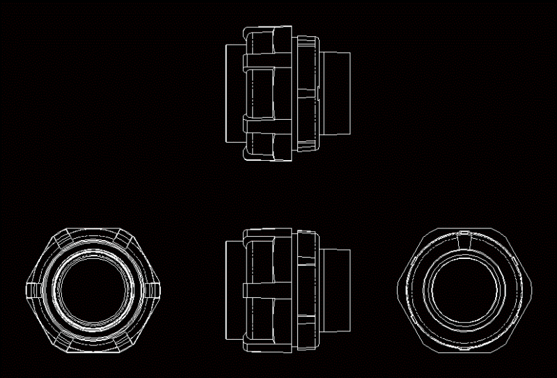 Union Nut DWG Block for AutoCAD