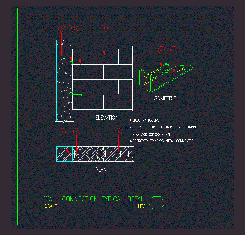 Wall Connection Details DWG Detail for AutoCAD â€¢ Designs CAD