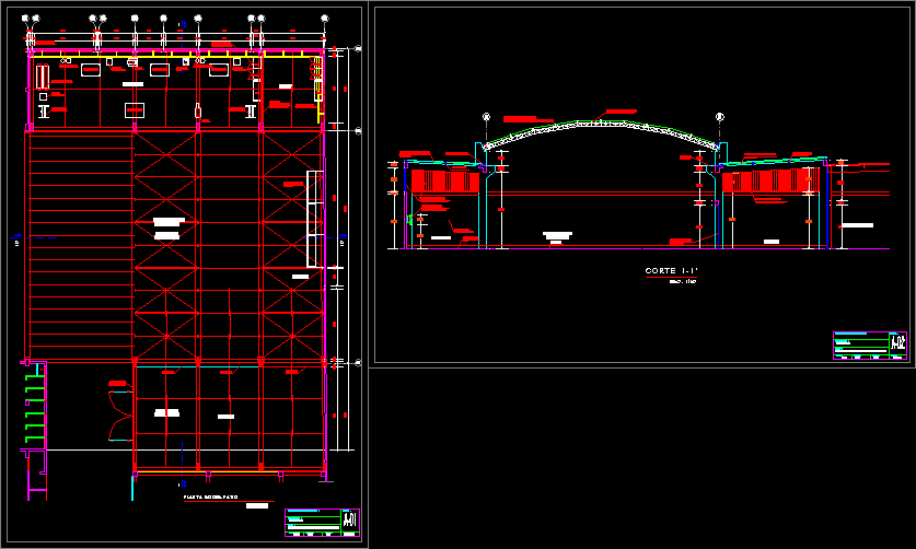 Warehouse, Metal Roof Structure, Design Study DWG Full Project for