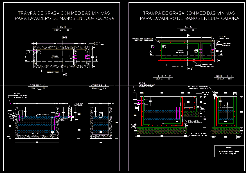 Wash Basin With Grease Trap In Lubrication Shop DWG Section for AutoCAD 
