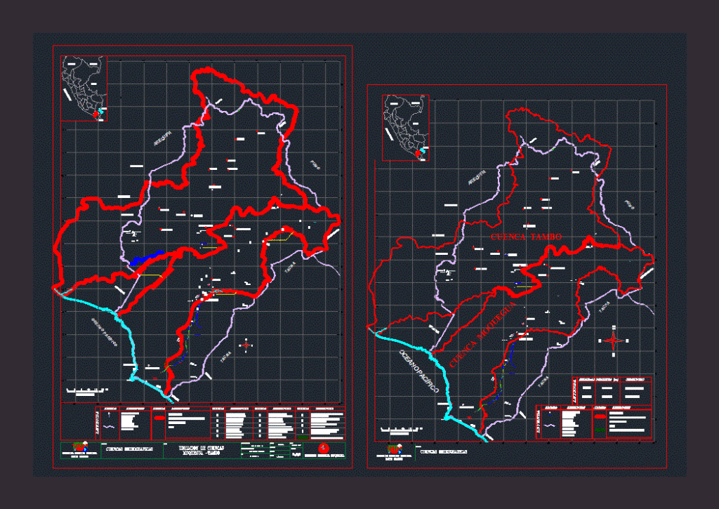 Watershed Map Moquegua – Peru DWG Block for AutoCAD
