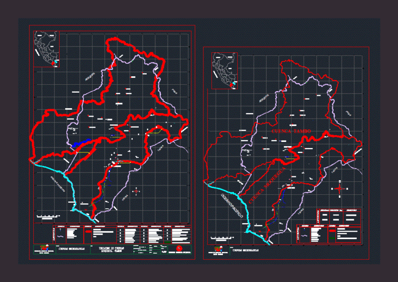 Watershed Map Moquegua – Peru DWG Block for AutoCAD