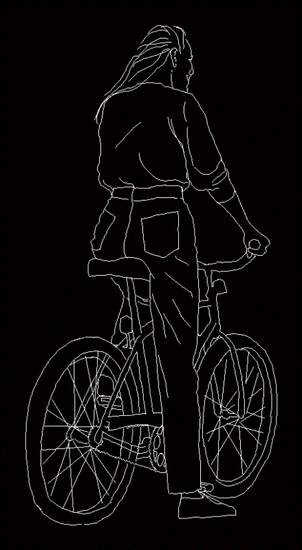 Woman Cyclist DWG Block for AutoCAD