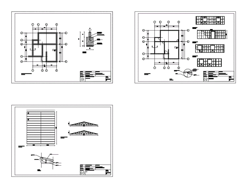 Wood Trusses House Tabiqueria And Foundations DWG Detail for AutoCAD