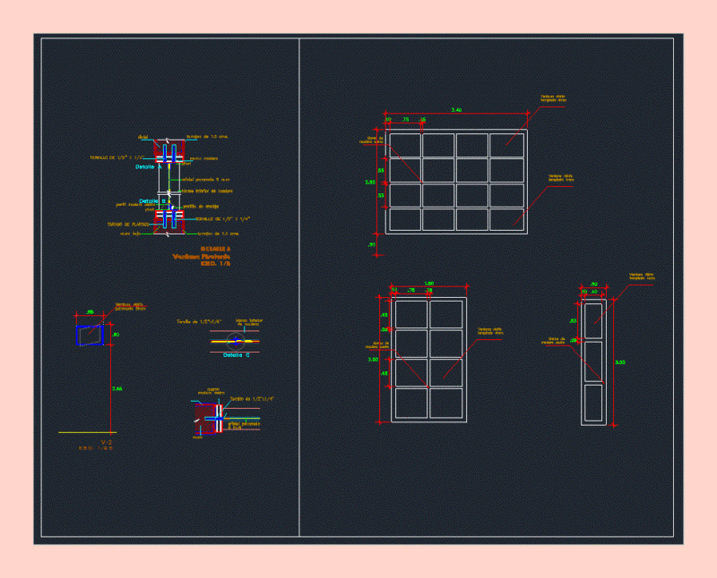 Wood Windows DWG Detail for AutoCAD