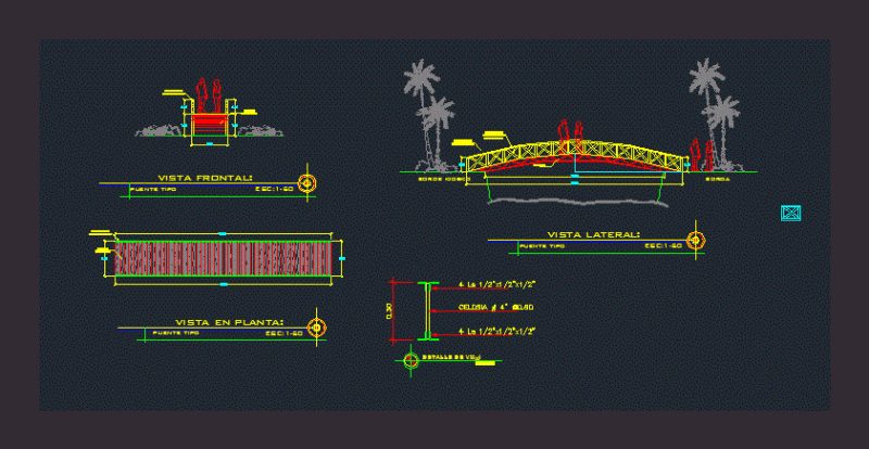Wooden Bridge 2D DWG Plan for AutoCAD