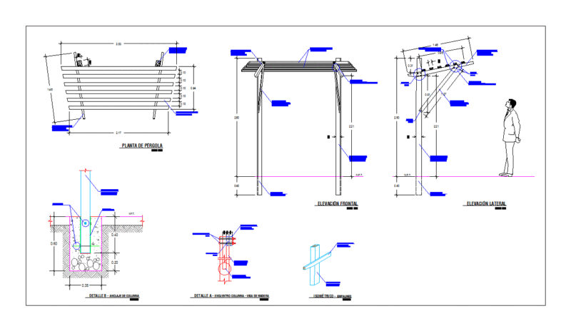 Wooden Pergola DWG Detail for AutoCAD