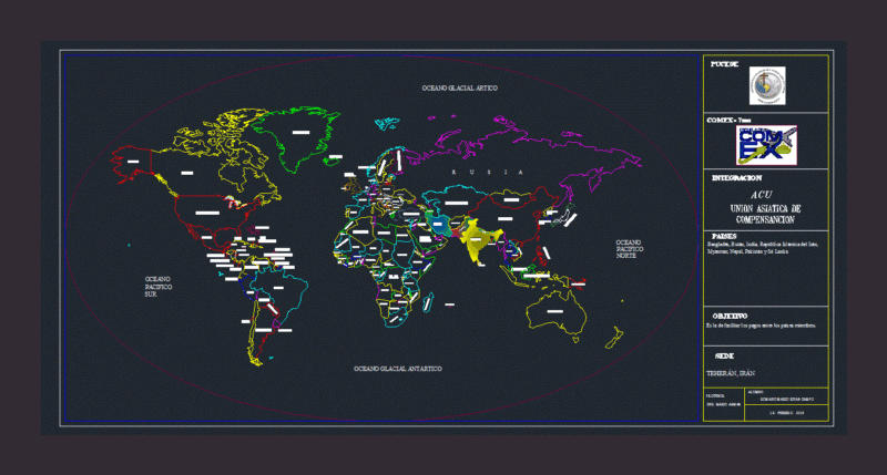 World Map DWG Block for AutoCAD