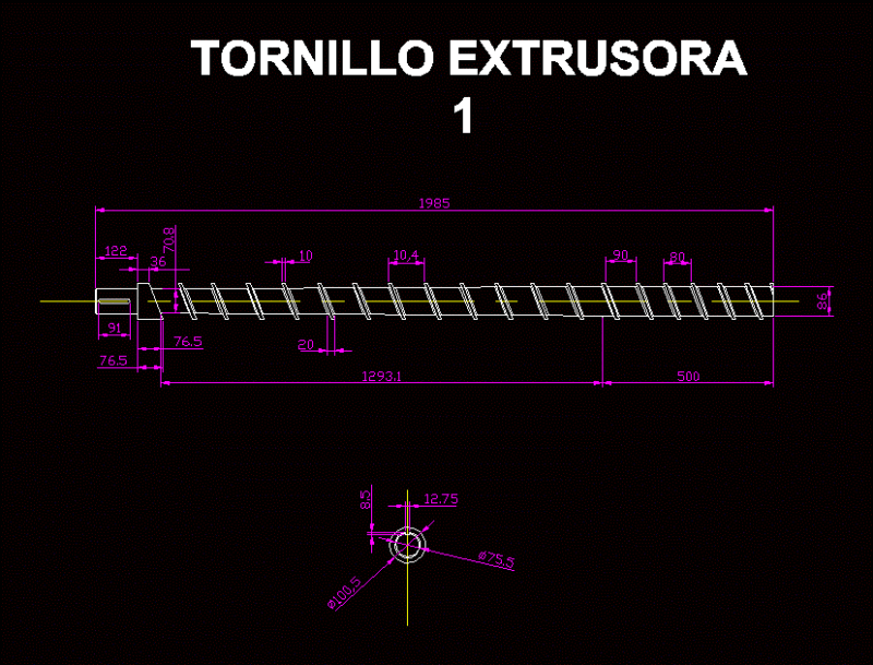 Worm End DWG Block for AutoCAD