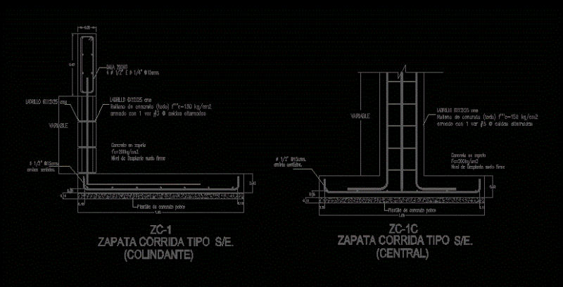 Zapata Run DWG Detail for AutoCAD