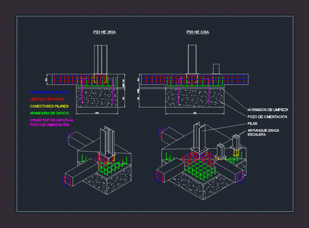 Zapata With Metal Pilar DWG Block for AutoCAD