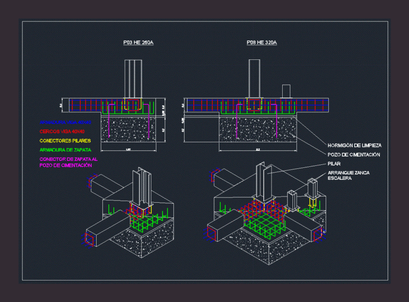 Zapata With Metal Pilar DWG Block for AutoCAD
