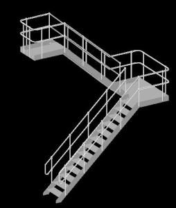 6 Meter Steel Stair Detailing 3D DWG Detail for AutoCAD