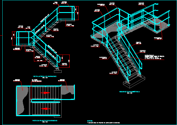 Steel Staircase With Metal Staircase Details Dwg Detail For Autocad 940